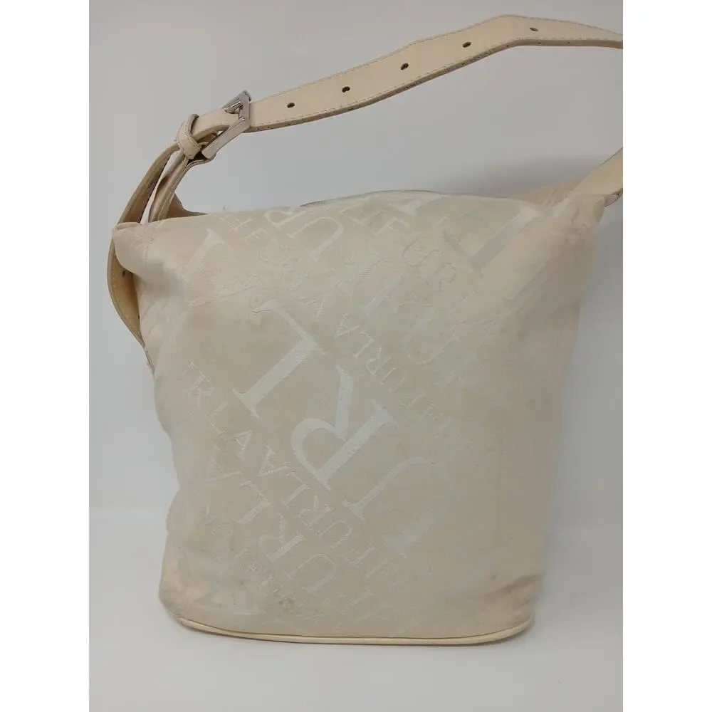 Furla Shoulder Bag Beige And Brown Color Nylon And Leather Used